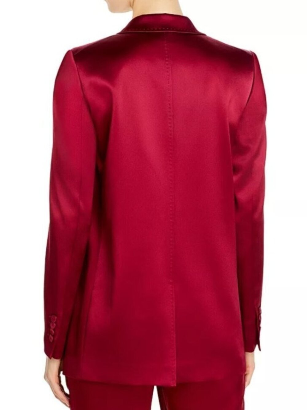 Lafayette 148 New York Red Satin Button Blazer Jacket Whitney Structured XS - Picture 2 of 15
